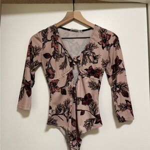 For Love and Lemons Floral Women's Top - Pink and Black